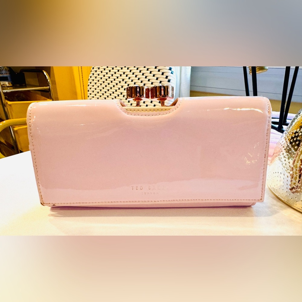 Ted Baker London Patent Leather Crystal Bobble Wallet Light Pink Clutch